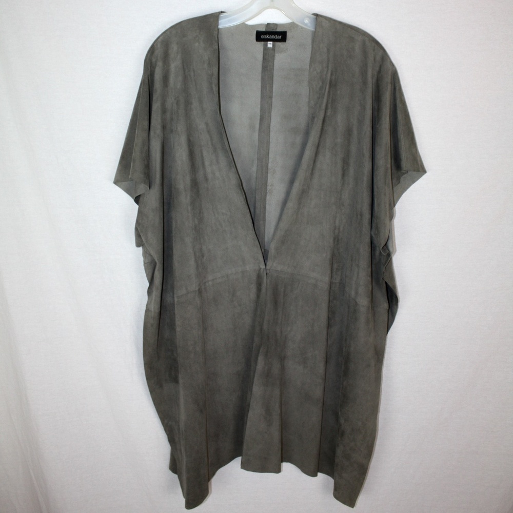 Eskandar Gray Suede Shawl/Wrap/Cape O/S